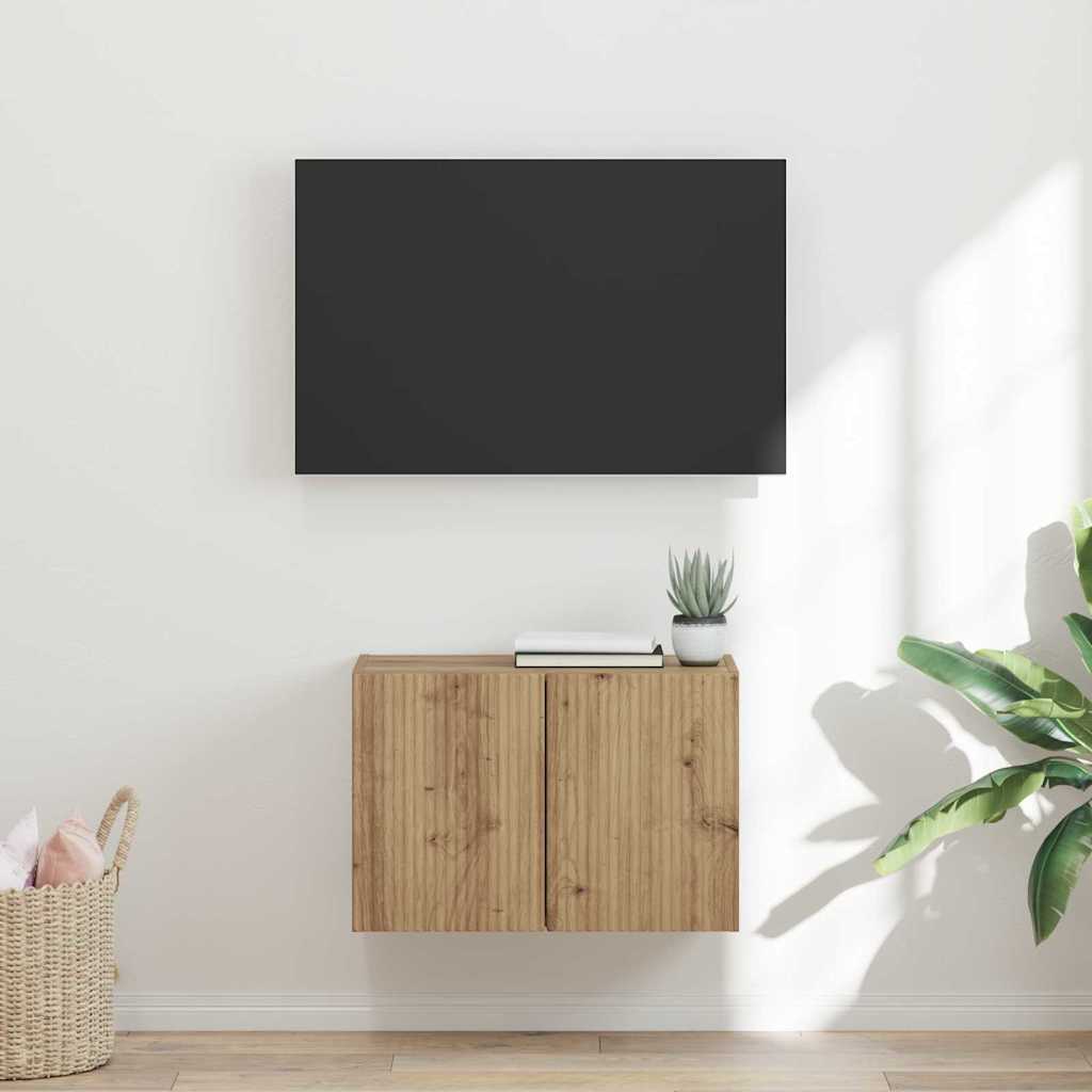 TV-wandkast Artisan Eiken 59,5 x 31 x 40 cm Bewerkt hout is nu te koop bij PeponiXL, paradijselijk wonen!