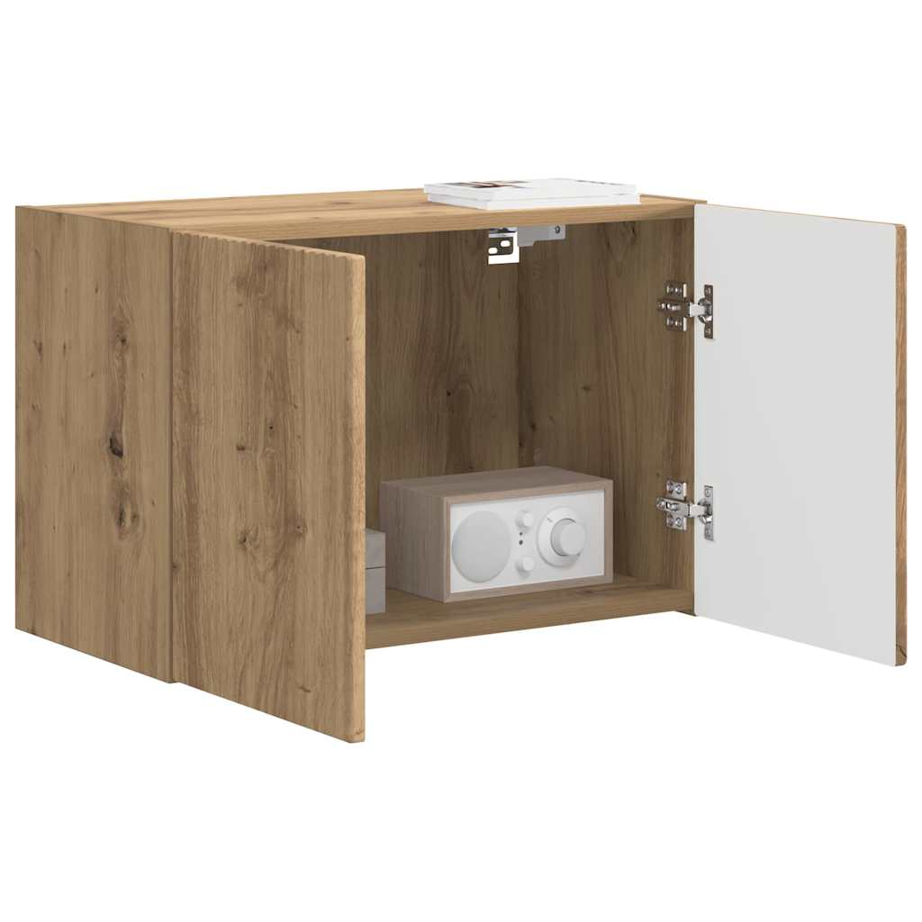 TV-wandkast Artisan Eiken 59,5 x 31 x 40 cm Bewerkt hout is nu te koop bij PeponiXL, paradijselijk wonen!