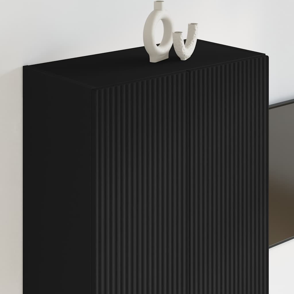 TV-wandkast Wandgemonteerd Zwart 59,5 x 31 x 80 cm Bewerkt hout is nu te koop bij PeponiXL, paradijselijk wonen!