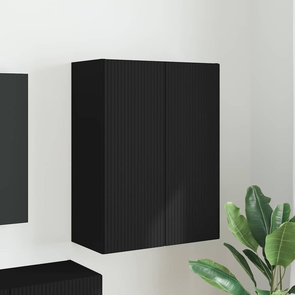 TV-wandkast Wandgemonteerd Zwart 59,5 x 31 x 80 cm Bewerkt hout is nu te koop bij PeponiXL, paradijselijk wonen!