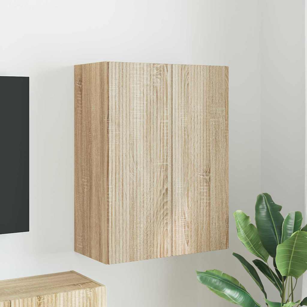 TV-wandkast Sonoma Eiken 59,5 x 31 x 80 cm Bewerkt hout is nu te koop bij PeponiXL, paradijselijk wonen!