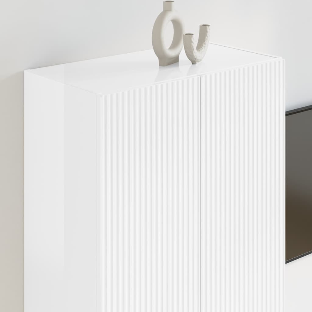 TV-wandkast Hoogglans wit 59,5 x 31 x 80 cm Bewerkt hout is nu te koop bij PeponiXL, paradijselijk wonen!