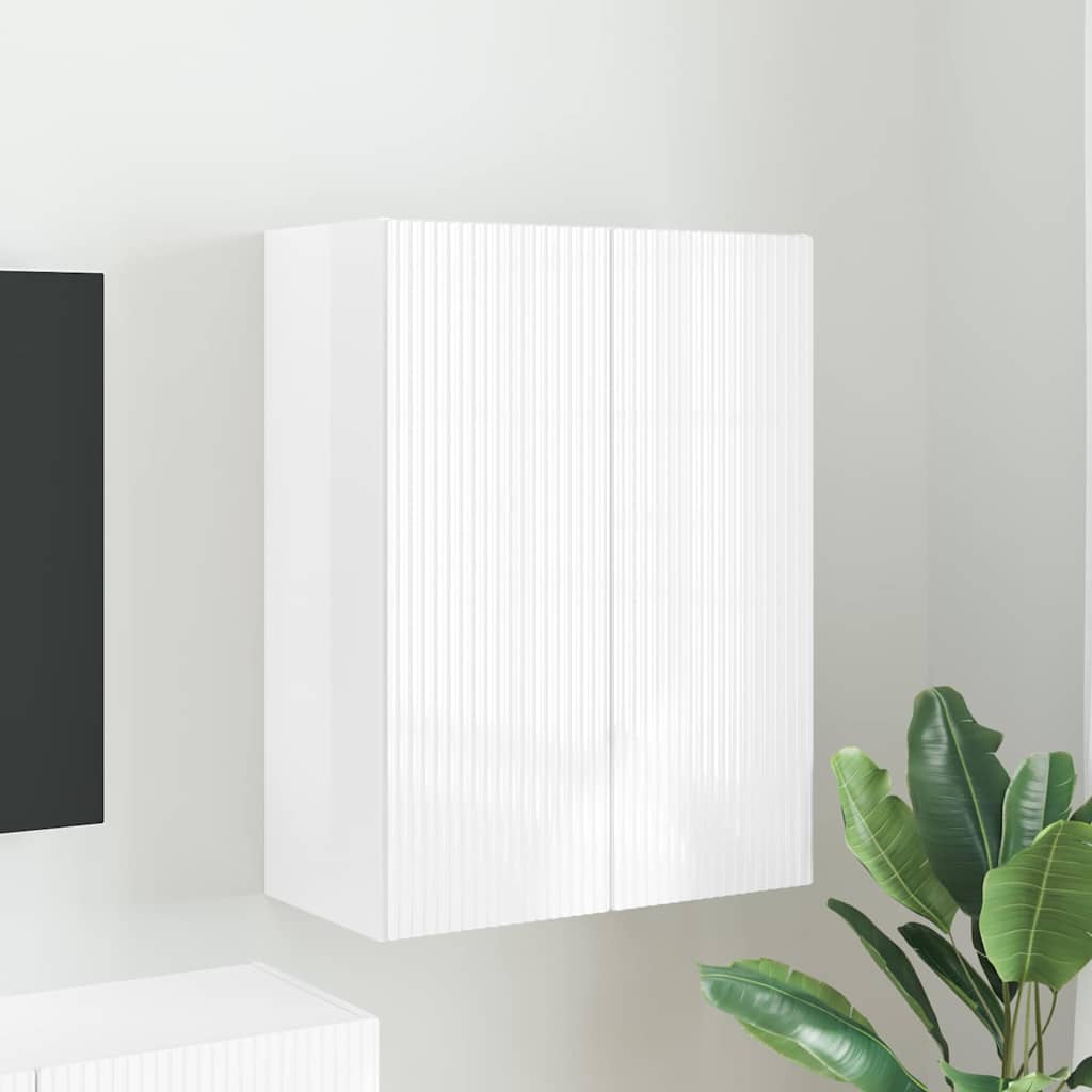 TV-wandkast Hoogglans wit 59,5 x 31 x 80 cm Bewerkt hout is nu te koop bij PeponiXL, paradijselijk wonen!