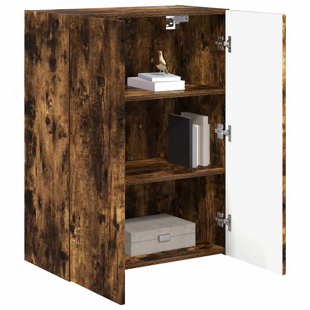TV-wandkast Gerookt eiken 59,5 x 31 x 80 cm Bewerkt hout is nu te koop bij PeponiXL, paradijselijk wonen!