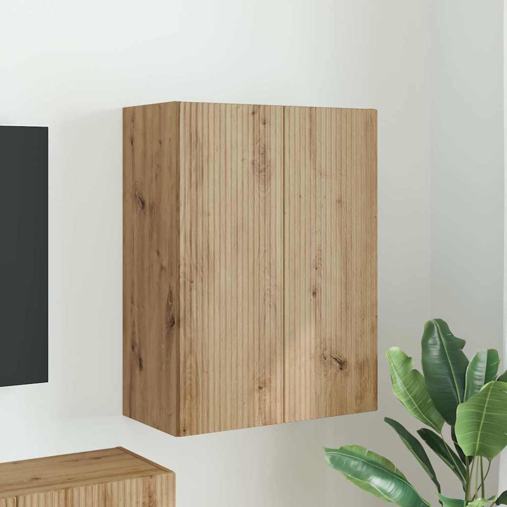 TV-wandkast Artisan Eiken 59,5 x 31 x 80 cm Bewerkt hout is nu te koop bij PeponiXL, paradijselijk wonen!