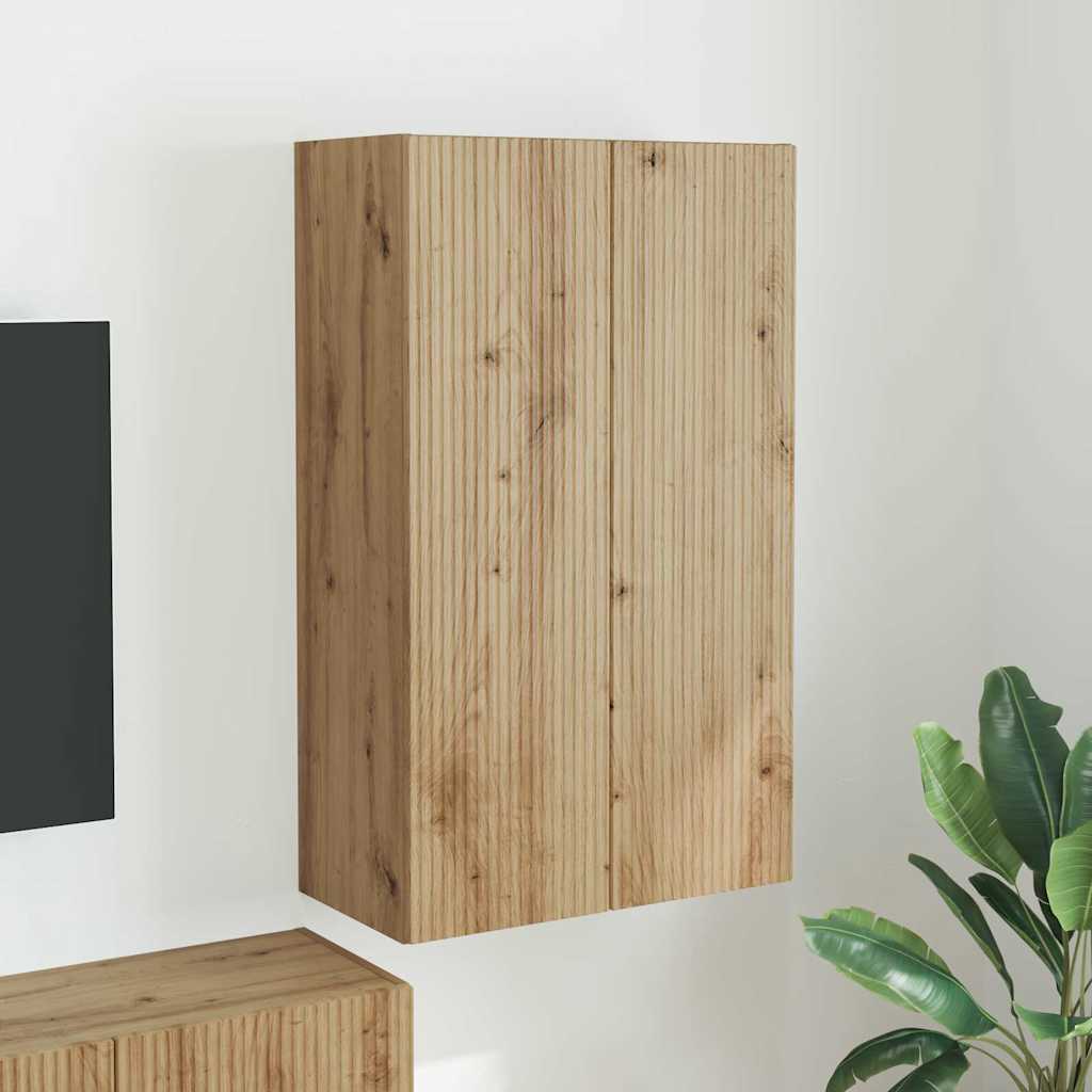 TV-wandkast Artisan Eiken 59,5 x 31 x 100 cm Bewerkt hout is nu te koop bij PeponiXL, paradijselijk wonen!