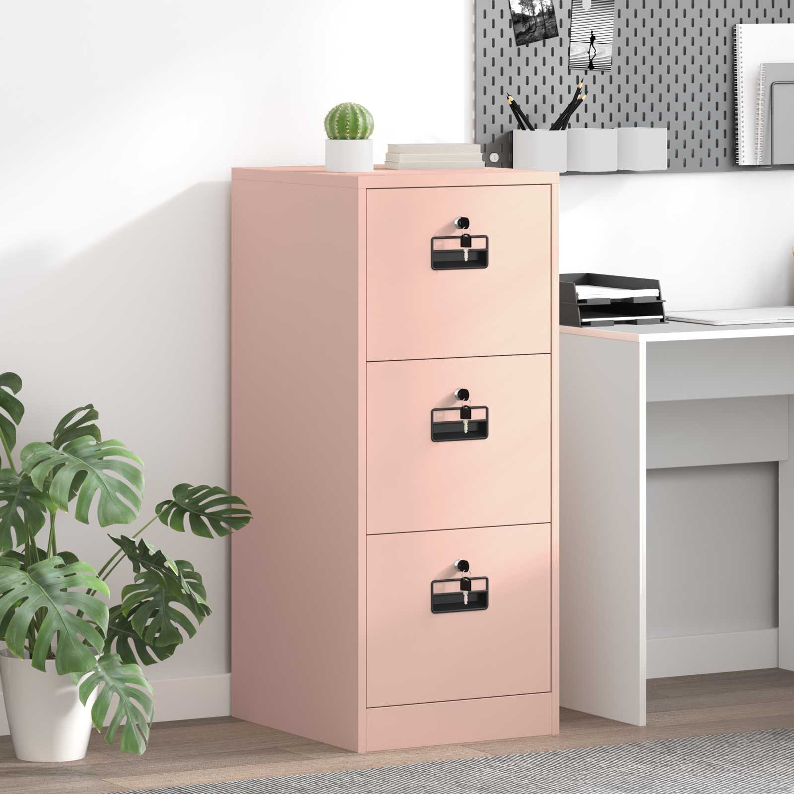 Bestandenkast Roze 44 x 50 x 106,5 cm Koudgewalst Staal is nu te koop bij PeponiXL, paradijselijk wonen!