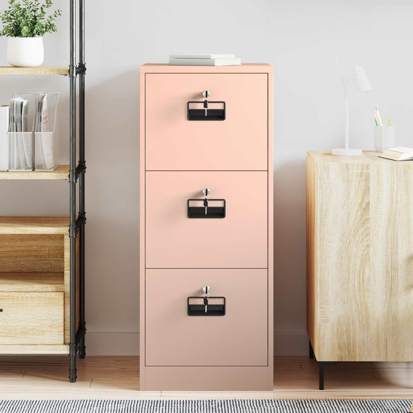 Bestandenkast Roze 44 x 50 x 106,5 cm Koudgewalst Staal is nu te koop bij PeponiXL, paradijselijk wonen!