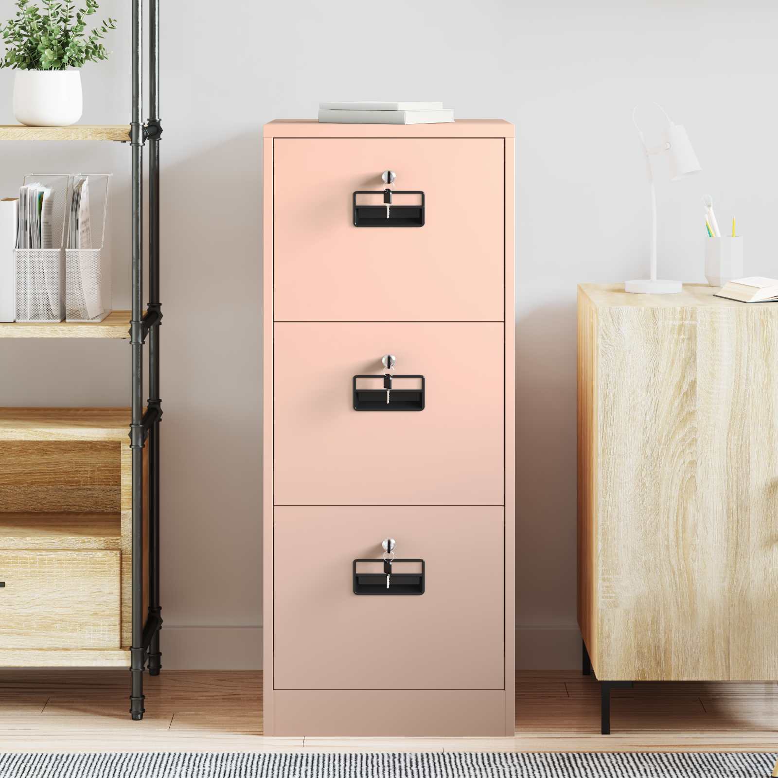 Bestandenkast Roze 44 x 50 x 106,5 cm Koudgewalst Staal is nu te koop bij PeponiXL, paradijselijk wonen!