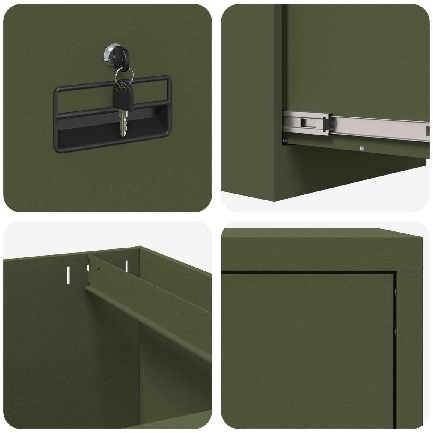 Bestandenkast Olijf Groen 44 x 50 x 106,5 cm Koudgewalst Staal is nu te koop bij PeponiXL, paradijselijk wonen!