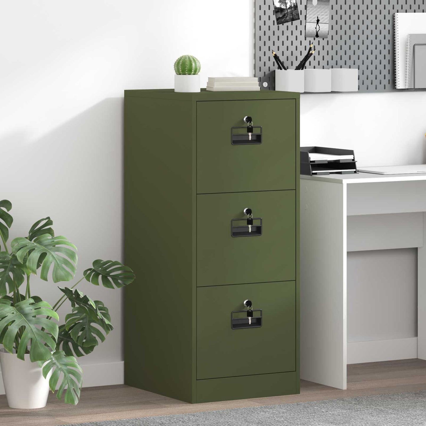 Bestandenkast Olijf Groen 44 x 50 x 106,5 cm Koudgewalst Staal is nu te koop bij PeponiXL, paradijselijk wonen!