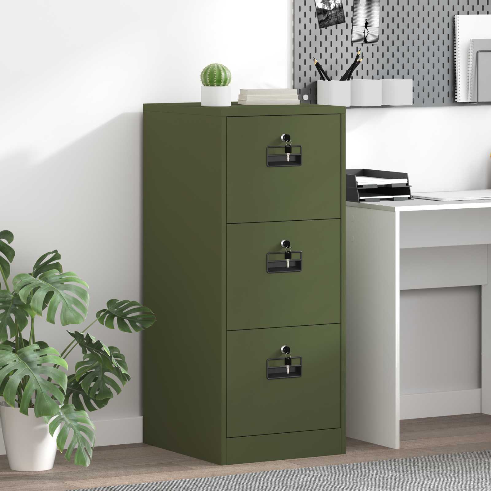 Bestandenkast Olijf Groen 44 x 50 x 106,5 cm Koudgewalst Staal is nu te koop bij PeponiXL, paradijselijk wonen!