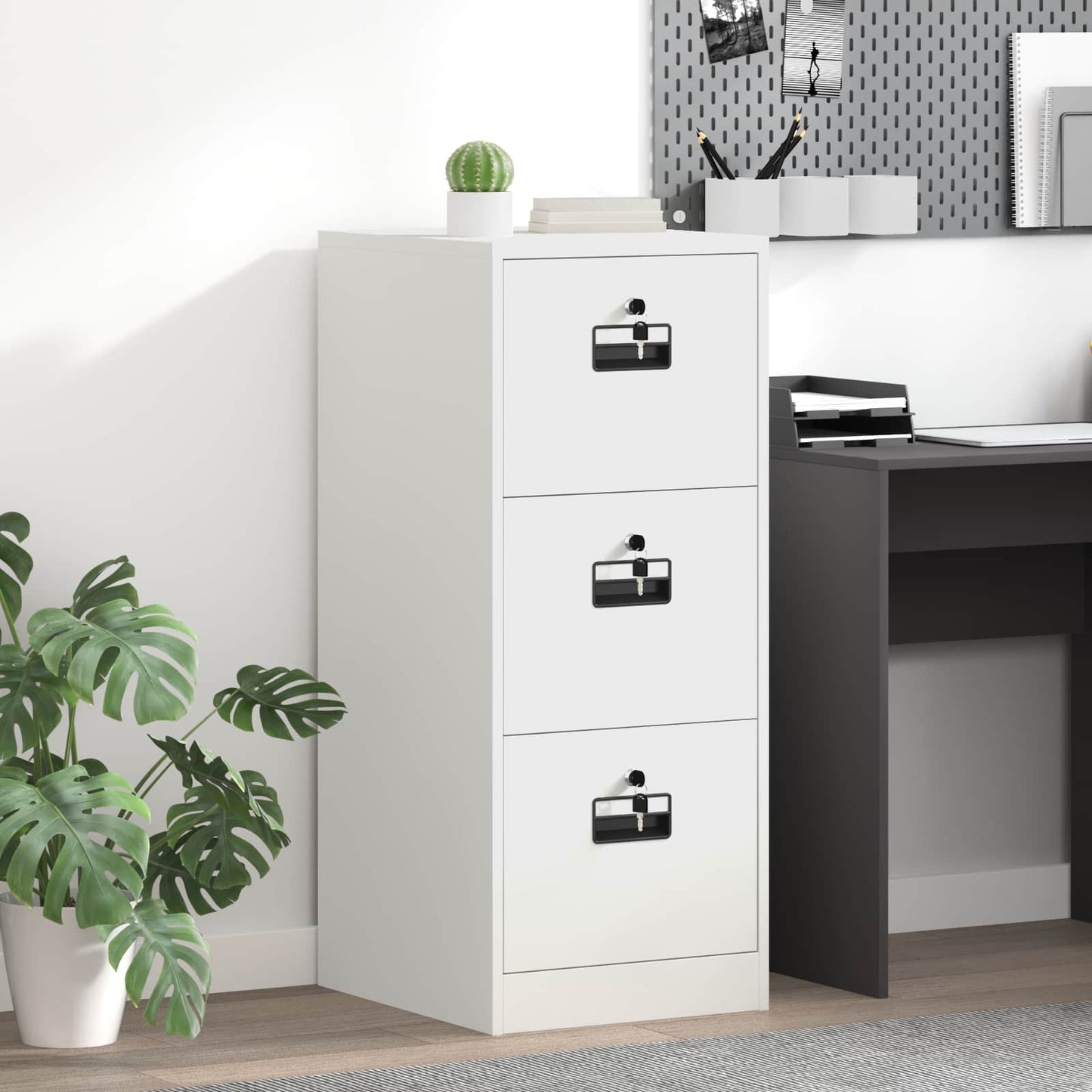 Bestandenkast met lade Wit 44 x 50 x 106,5 cm Koudgewalst Staal is nu te koop bij PeponiXL, paradijselijk wonen!