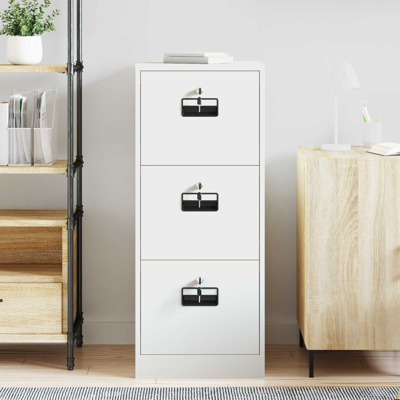 Bestandenkast met lade Wit 44 x 50 x 106,5 cm Koudgewalst Staal is nu te koop bij PeponiXL, paradijselijk wonen!