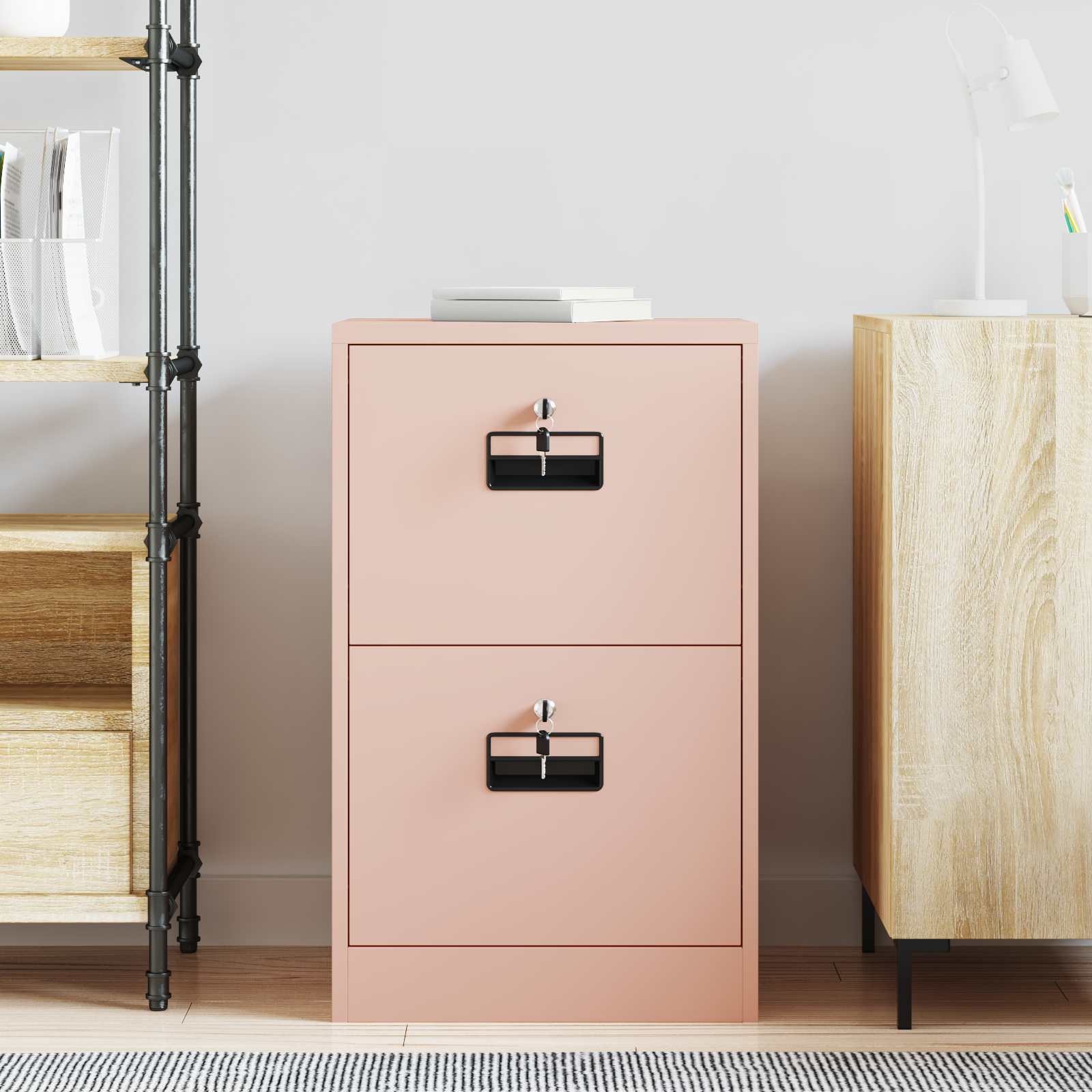 Bestandenkast Roze 45,5 x 42 x 74,5 cm Koudgewalst Staal is nu te koop bij PeponiXL, paradijselijk wonen!