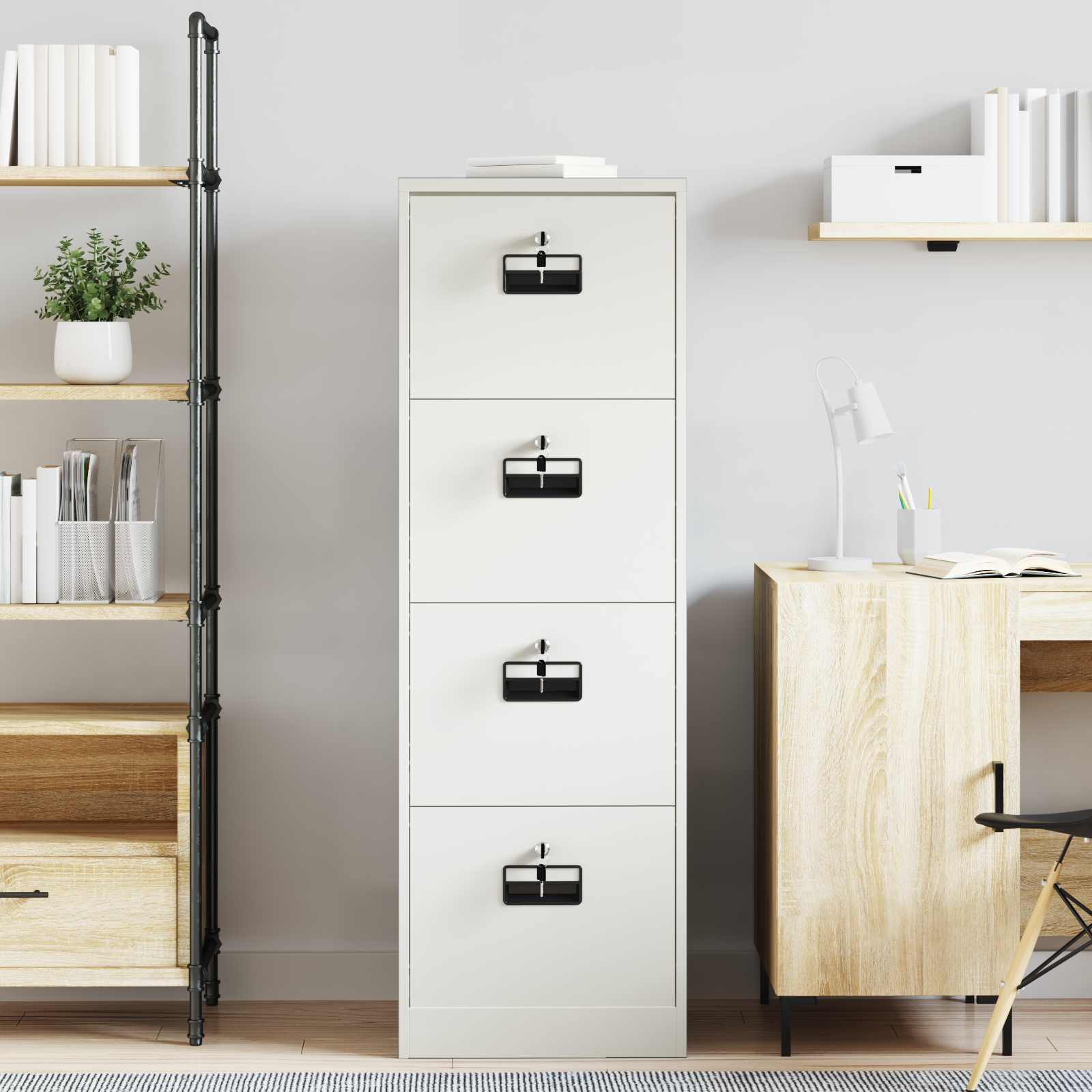 Bestandenkast met lade Wit 44 x 50 x 106,5 cm Koudgewalst Staal is nu te koop bij PeponiXL, paradijselijk wonen!