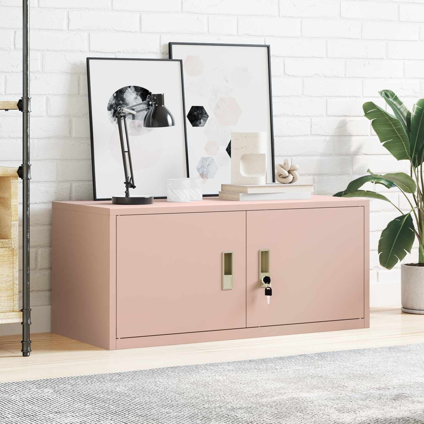 Opbergkast Roze 90 x 40 x 40 cm Staal is nu te koop bij PeponiXL, paradijselijk wonen!