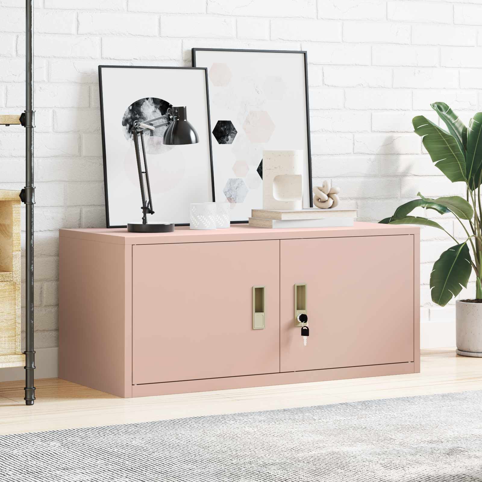 Opbergkast Roze 90 x 40 x 40 cm Staal is nu te koop bij PeponiXL, paradijselijk wonen!