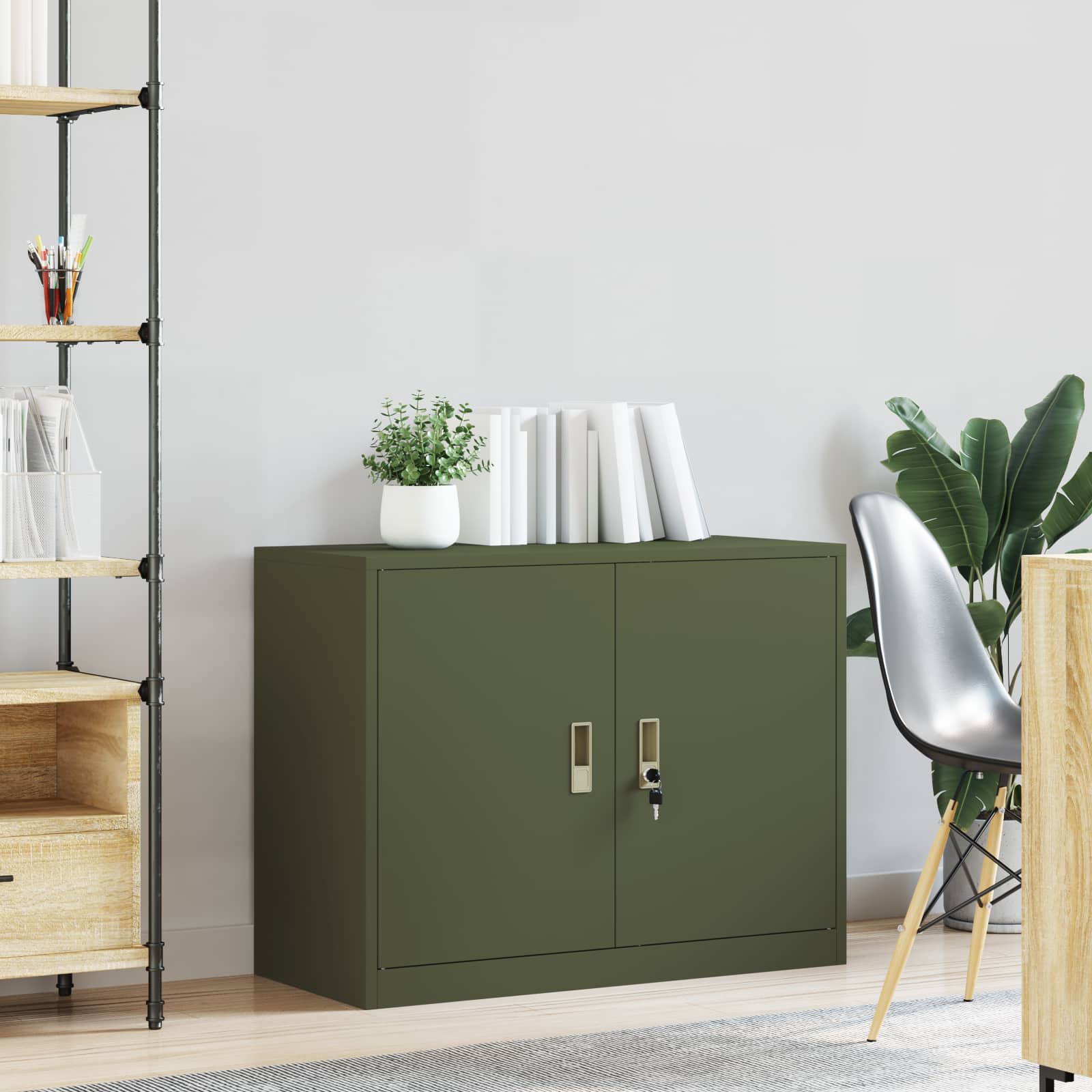 Opbergkast Olijf Groen 90 x 40 x 70 cm Staal is nu te koop bij PeponiXL, paradijselijk wonen!