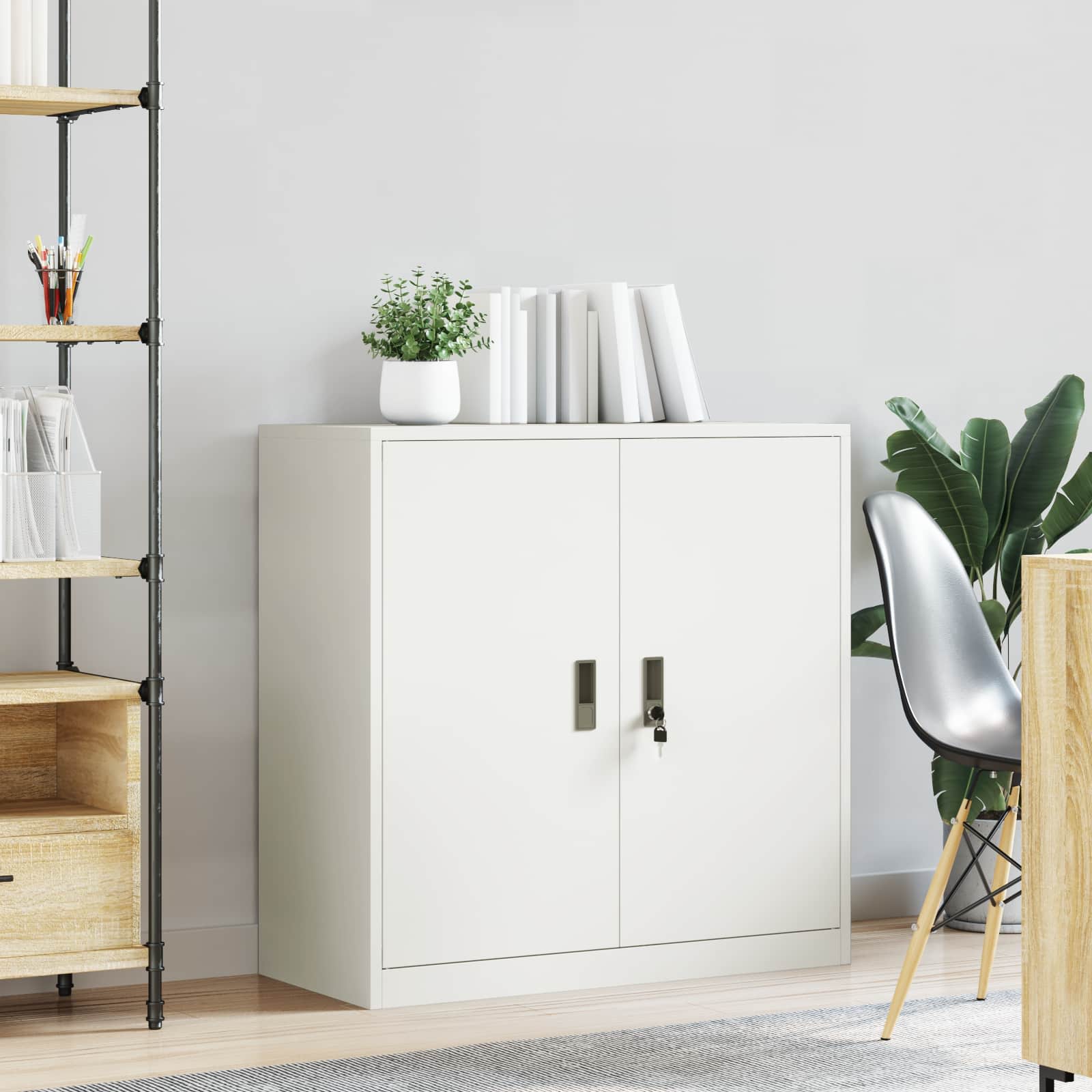 Opbergkast Wit 90 x 40 x 90 cm Staal is nu te koop bij PeponiXL, paradijselijk wonen!
