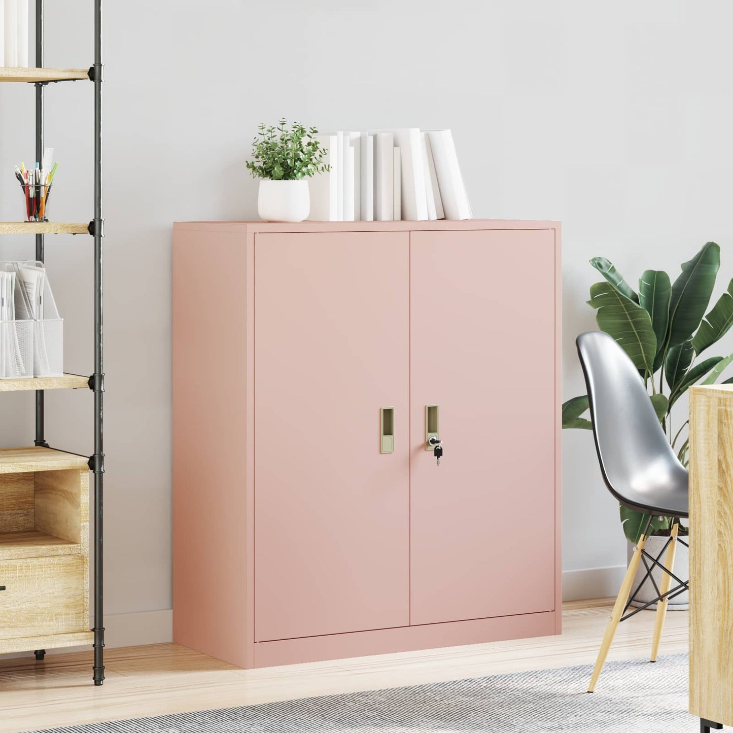 Opbergkast Roze 90 x 40 x 105 cm Staal is nu te koop bij PeponiXL, paradijselijk wonen!