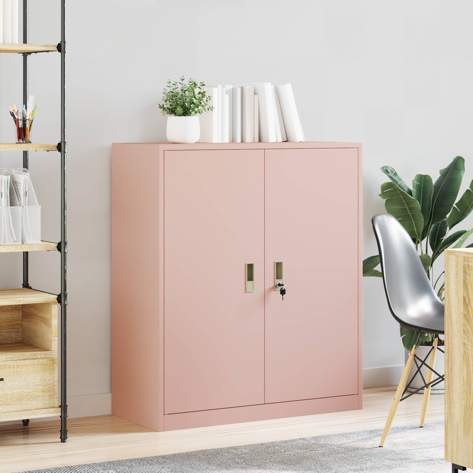 Opbergkast Roze 90 x 40 x 105 cm Staal is nu te koop bij PeponiXL, paradijselijk wonen!