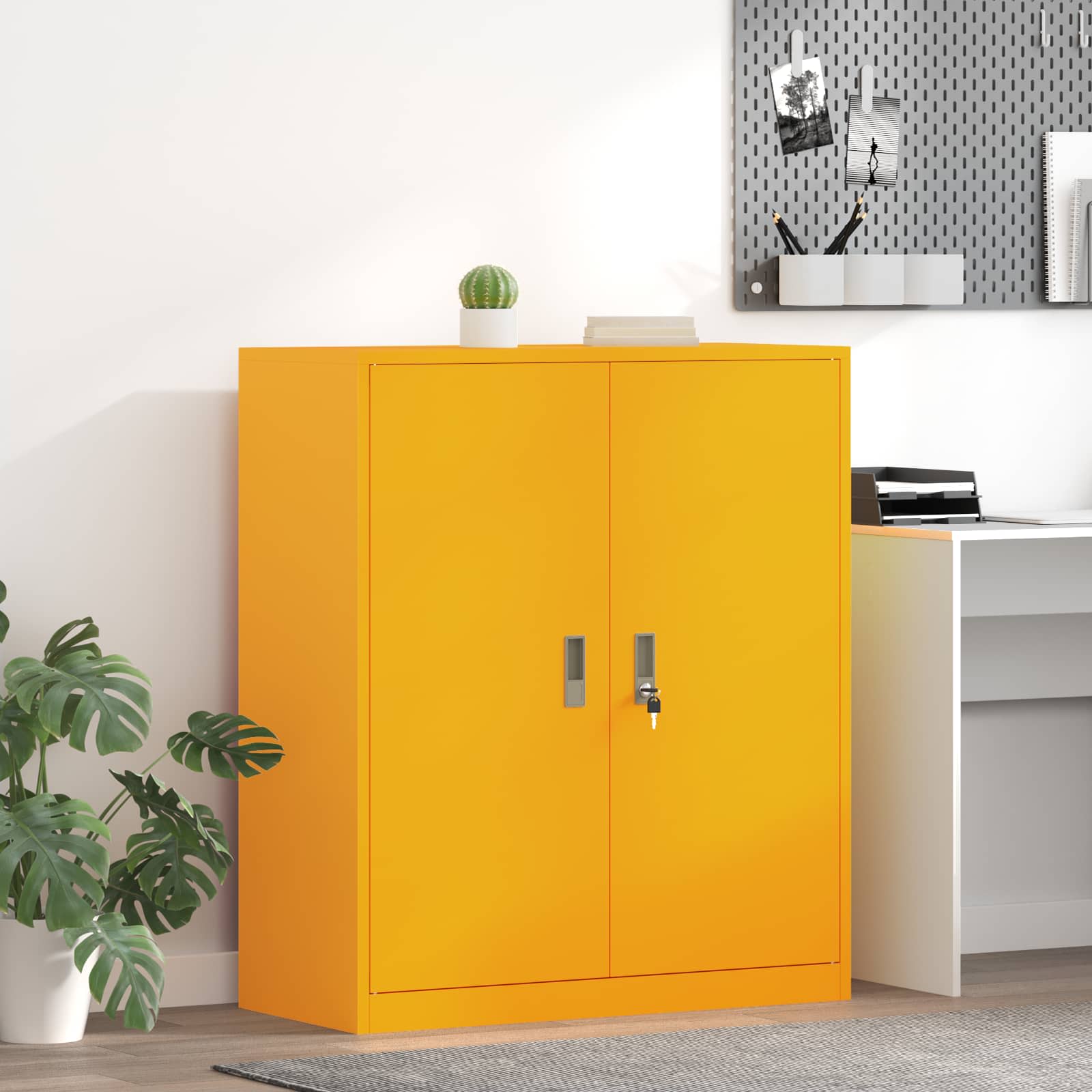 Opbergkast Mosterdgeel 90 x 40 x 105 cm Staal is nu te koop bij PeponiXL, paradijselijk wonen!