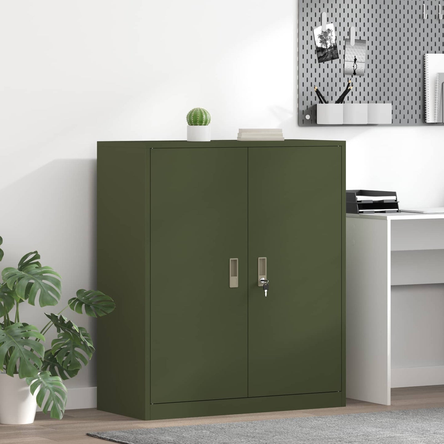 Opbergkast Olijf Groen 90 x 40 x 105 cm Staal is nu te koop bij PeponiXL, paradijselijk wonen!