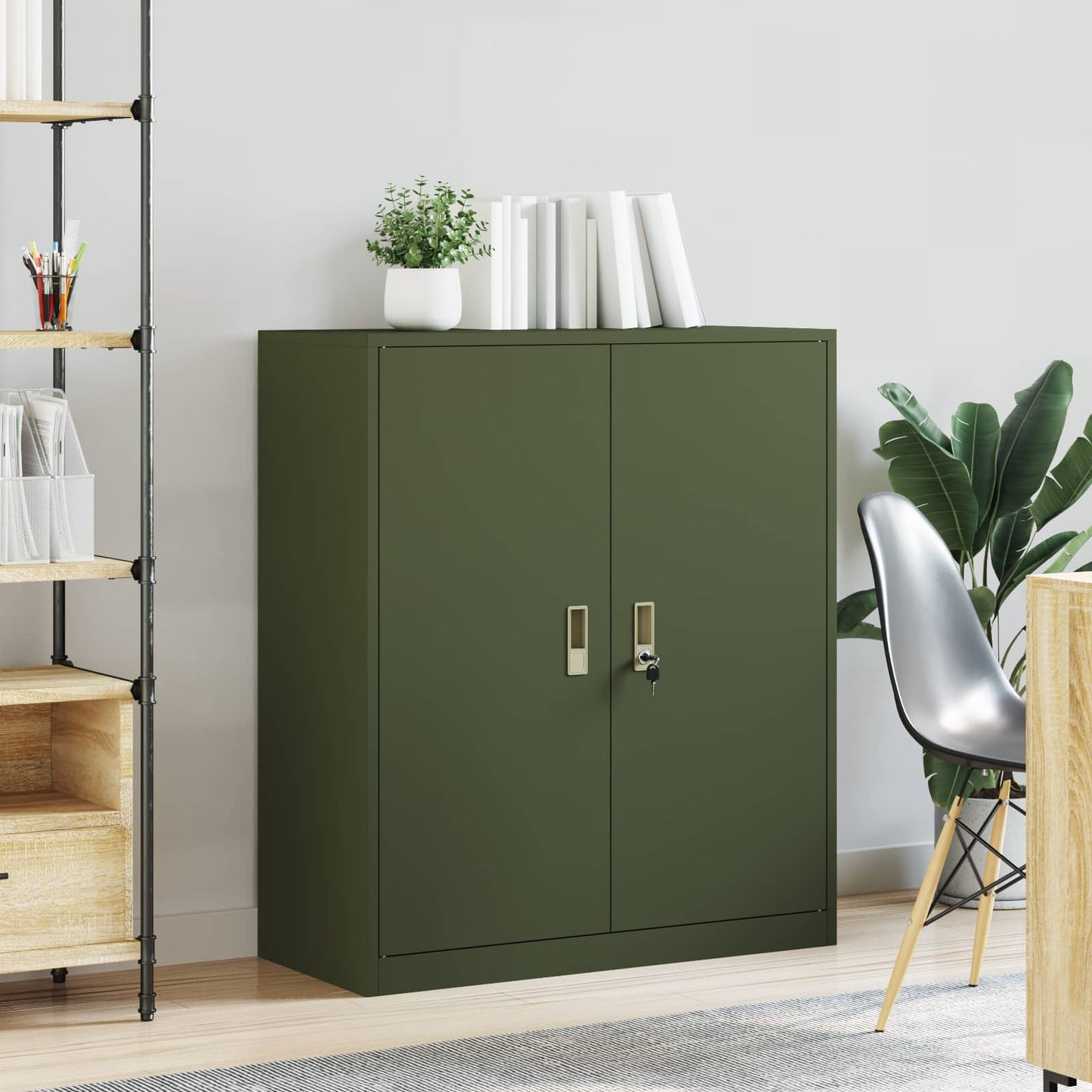 Opbergkast Olijf Groen 90 x 40 x 105 cm Staal is nu te koop bij PeponiXL, paradijselijk wonen!