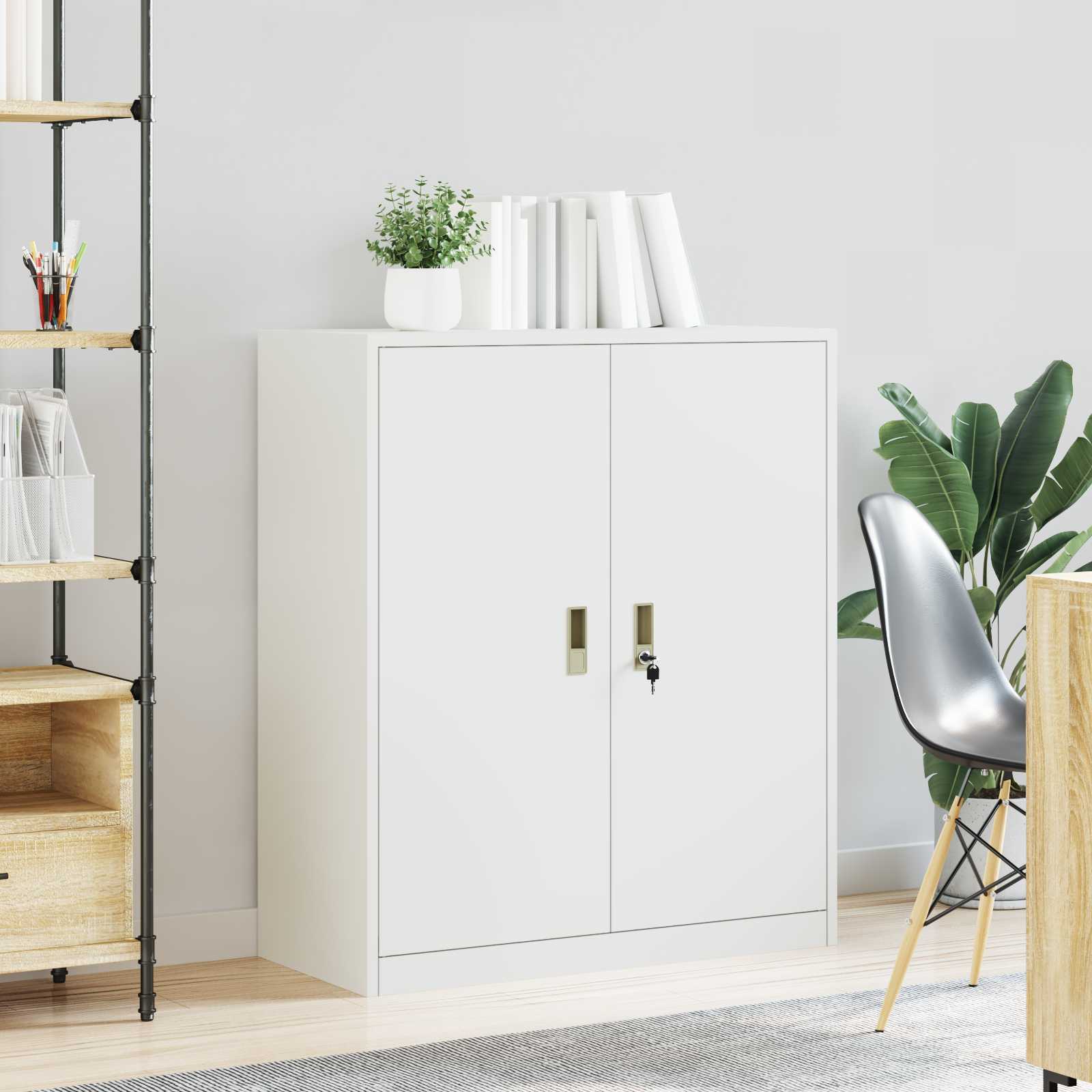 Opbergkast Wit 90 x 40 x 105 cm Staal is nu te koop bij PeponiXL, paradijselijk wonen!