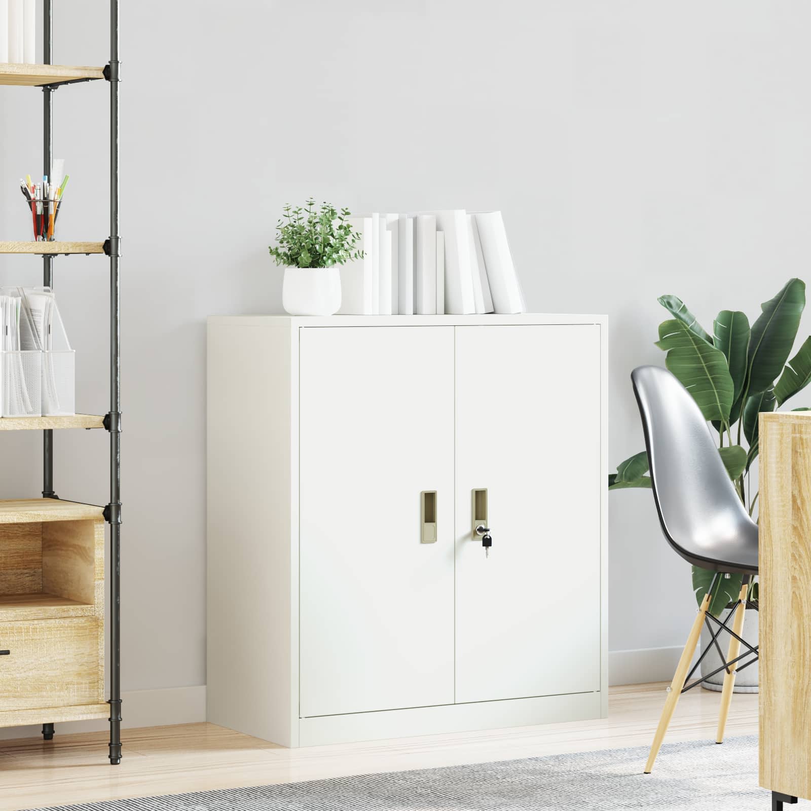 Opbergkast Wit 80 x 40 x 90 cm Staal is nu te koop bij PeponiXL, paradijselijk wonen!
