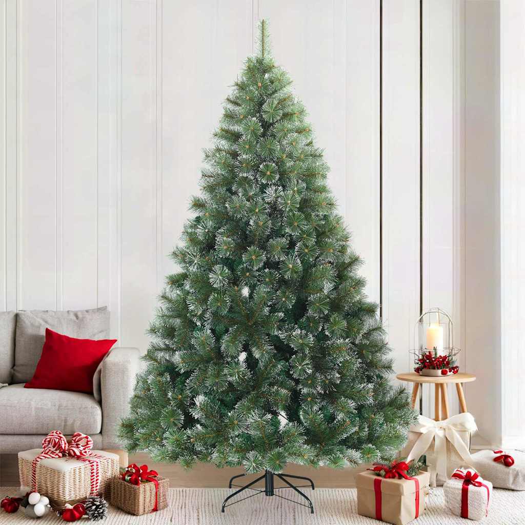 Kunst Kerstboom met Geveerde Takken, Sneeuw Bedekt Groen 210 cm is nu te koop bij PeponiXL, paradijselijk wonen!