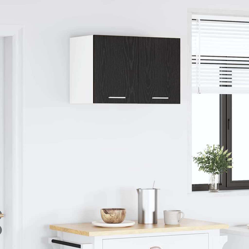 Hangkast Zwarte Eik en Wit 30 x 31 x 40 cm Bewerkt hout is nu te koop bij PeponiXL, paradijselijk wonen!