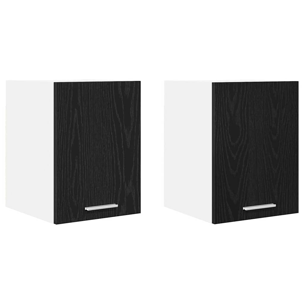Hangkast 2 pcs Zwarte Eik en Wit 30 x 31 x 40 cm Bewerkt hout is nu te koop bij PeponiXL, paradijselijk wonen!
