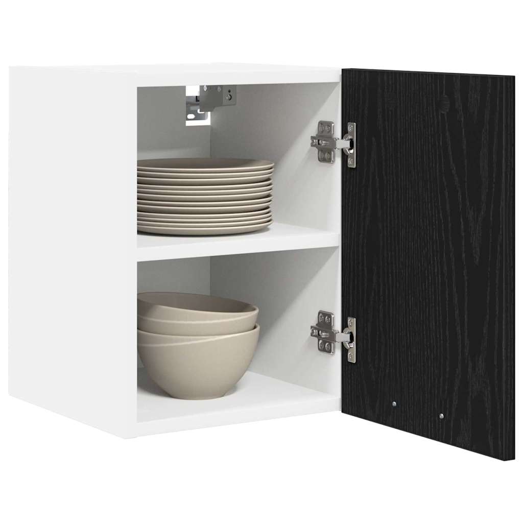 Hangkast 2 pcs Zwarte Eik en Wit 30 x 31 x 40 cm Bewerkt hout is nu te koop bij PeponiXL, paradijselijk wonen!