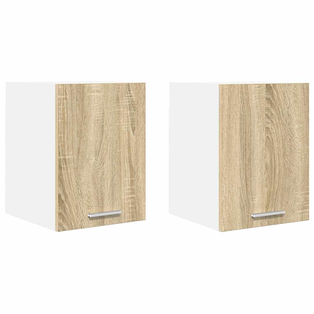 Hangkast Riga 2 pcs Sonoma Eik en Wit 30 x 31 x 40 cm is nu te koop bij PeponiXL, paradijselijk wonen!