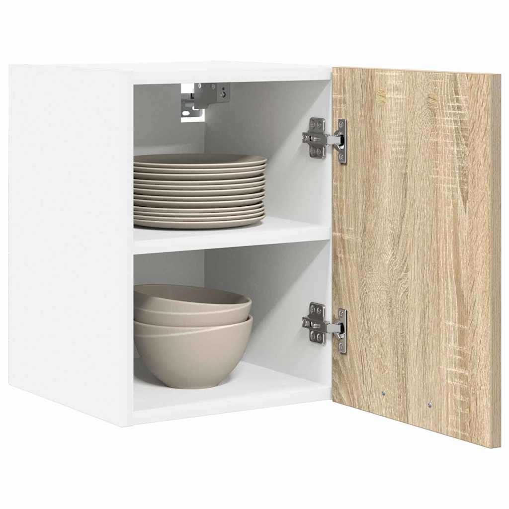 Hangkast Riga 2 pcs Sonoma Eik en Wit 30 x 31 x 40 cm is nu te koop bij PeponiXL, paradijselijk wonen!
