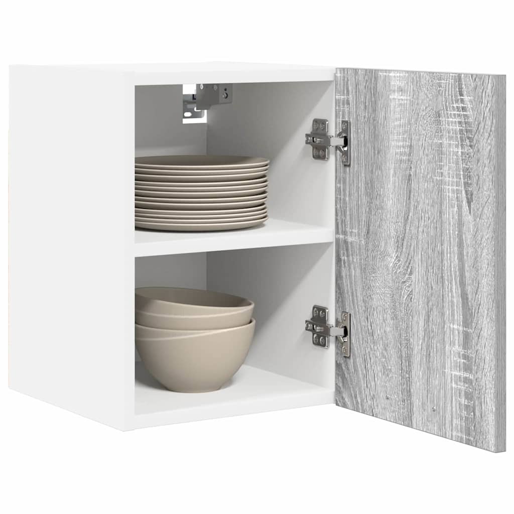Hangkast Grijs Sonoma en Wit 30 x 31 x 40 cm Bewerkt hout is nu te koop bij PeponiXL, paradijselijk wonen!