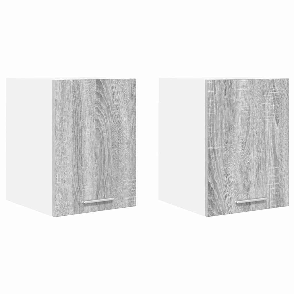 Hangkast 2 pcs Grijs Sonoma en Wit 30 x 31 x 40 cm Bewerkt hout is nu te koop bij PeponiXL, paradijselijk wonen!