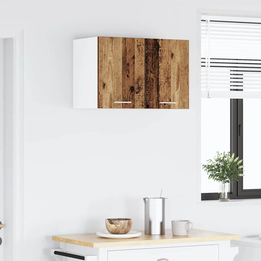 Hangkast 2 pcs Oude Hout en Wit 30 x 31 x 40 cm Bewerkt hout is nu te koop bij PeponiXL, paradijselijk wonen!