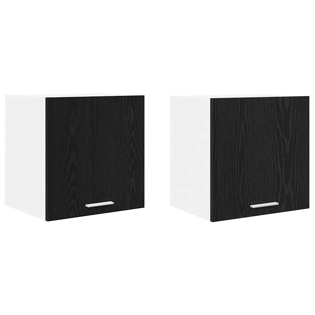 Hangkast 2 pcs Zwarte Eik en Wit 40 x 31 x 40 cm Bewerkt hout is nu te koop bij PeponiXL, paradijselijk wonen!