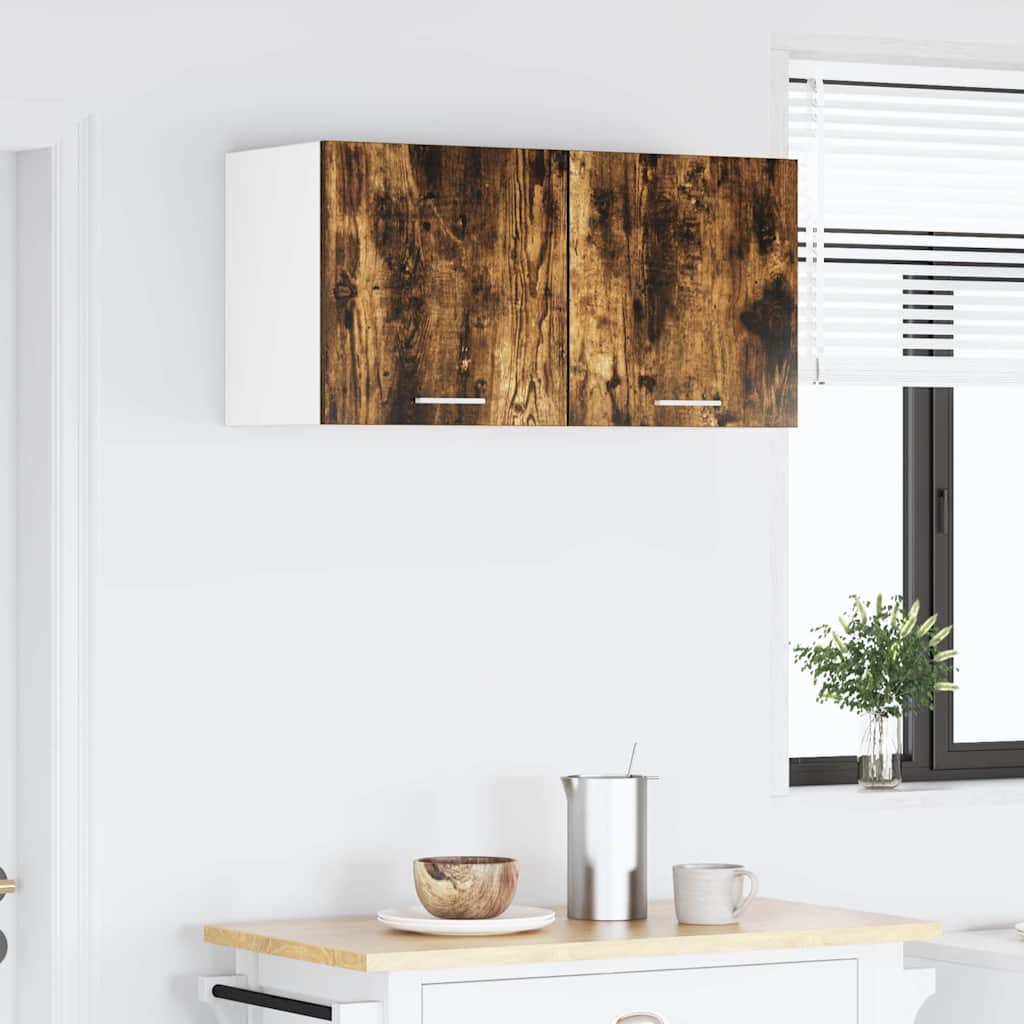 Hangkast Gerookte Eik en Wit 40 x 31 x 40 cm Bewerkt hout is nu te koop bij PeponiXL, paradijselijk wonen!