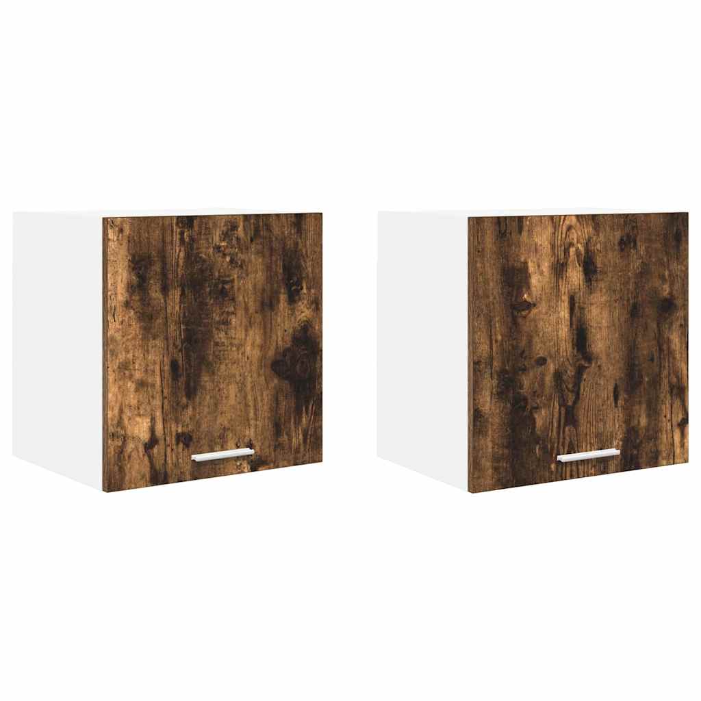 Hangkast 2 pcs Gerookte Eik en Wit 40 x 31 x 40 cm Bewerkt hout is nu te koop bij PeponiXL, paradijselijk wonen!