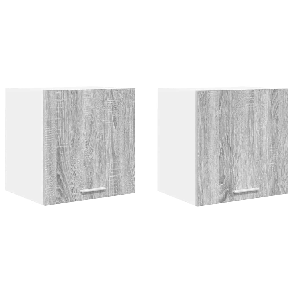 Hangkast 2 pcs Grijs Sonoma en Wit 40 x 31 x 40 cm Bewerkt hout is nu te koop bij PeponiXL, paradijselijk wonen!