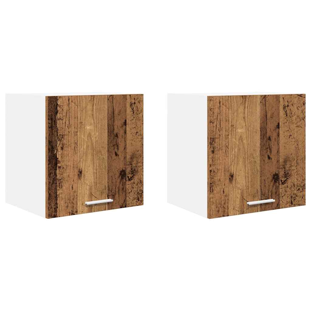 Hangkast 2 pcs Oude Hout en Wit 40 x 31 x 40 cm Bewerkt hout is nu te koop bij PeponiXL, paradijselijk wonen!