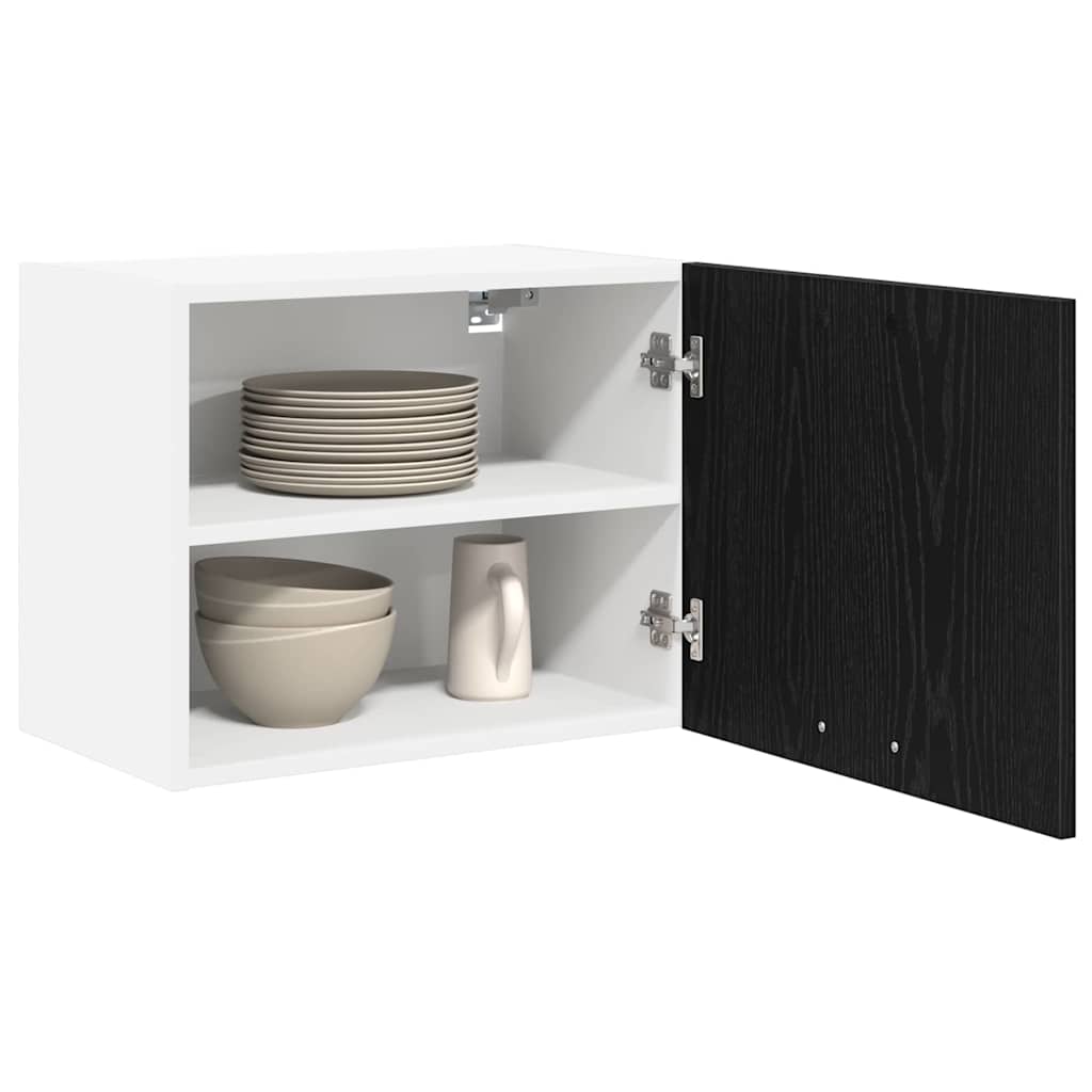Hangkast Zwarte Eik en Wit 50 x 31 x 40 cm Bewerkt hout is nu te koop bij PeponiXL, paradijselijk wonen!