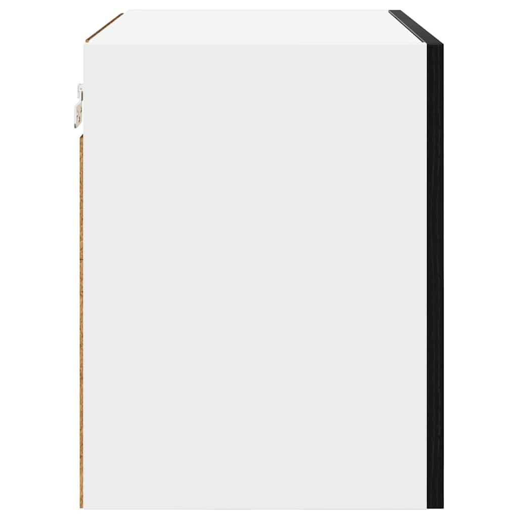 Hangkast Zwarte Eik en Wit 50 x 31 x 40 cm Bewerkt hout is nu te koop bij PeponiXL, paradijselijk wonen!