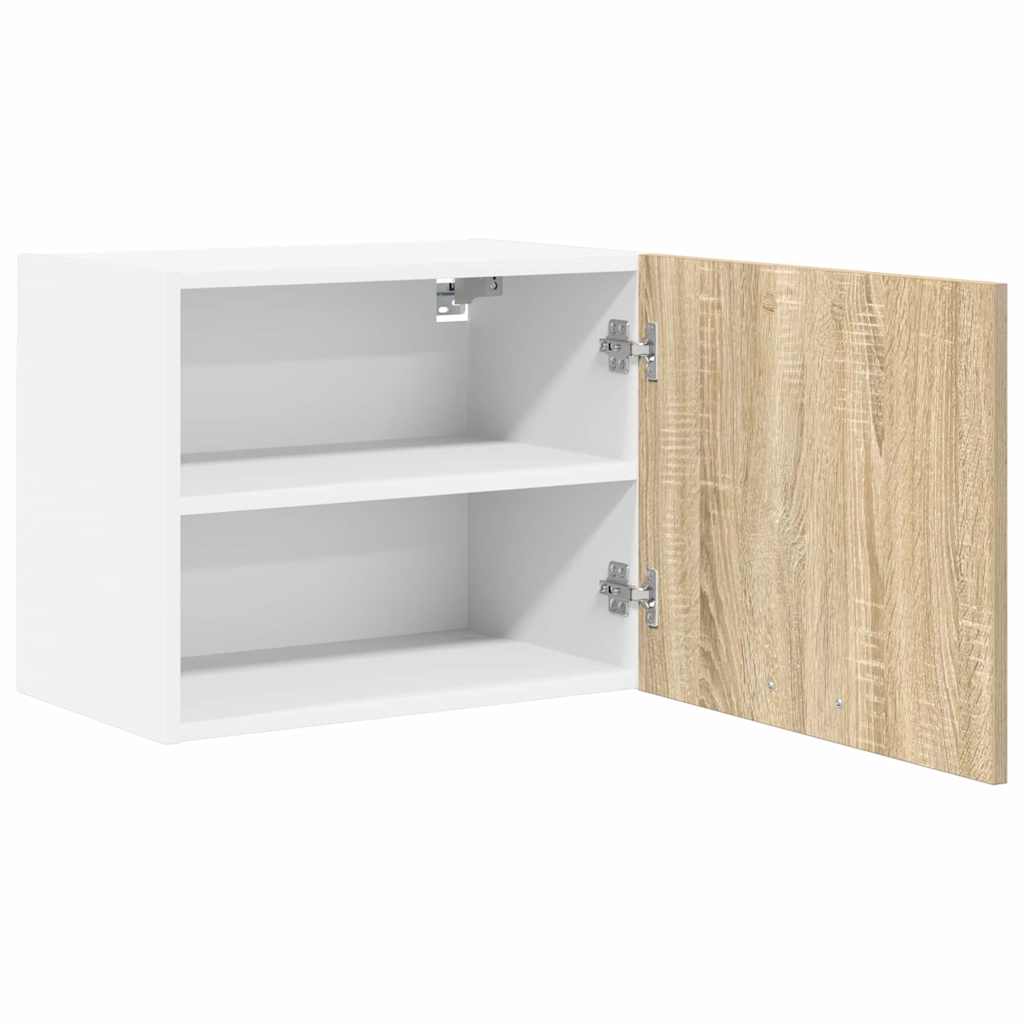Hangkast 2 pcs Sonoma Eik en Wit 50 x 31 x 40 cm Bewerkt hout is nu te koop bij PeponiXL, paradijselijk wonen!