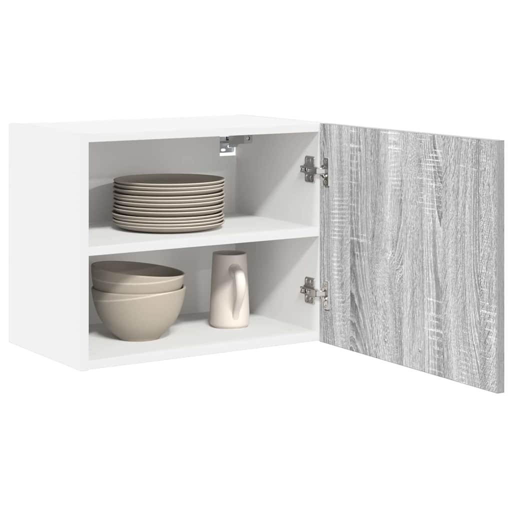 Hangkast Grijs Sonoma en Wit 50 x 31 x 40 cm Bewerkt hout is nu te koop bij PeponiXL, paradijselijk wonen!