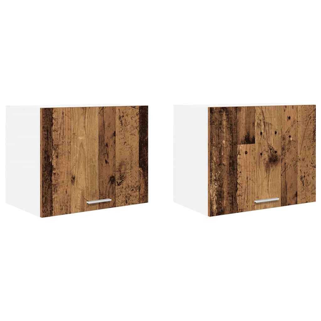 Hangkast 2 pcs Oude Hout en Wit 50 x 31 x 40 cm Bewerkt hout is nu te koop bij PeponiXL, paradijselijk wonen!